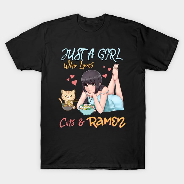 Just a Girl Who Loves Cats and Ramen T-Shirt by Sugoi Otaku Gifts